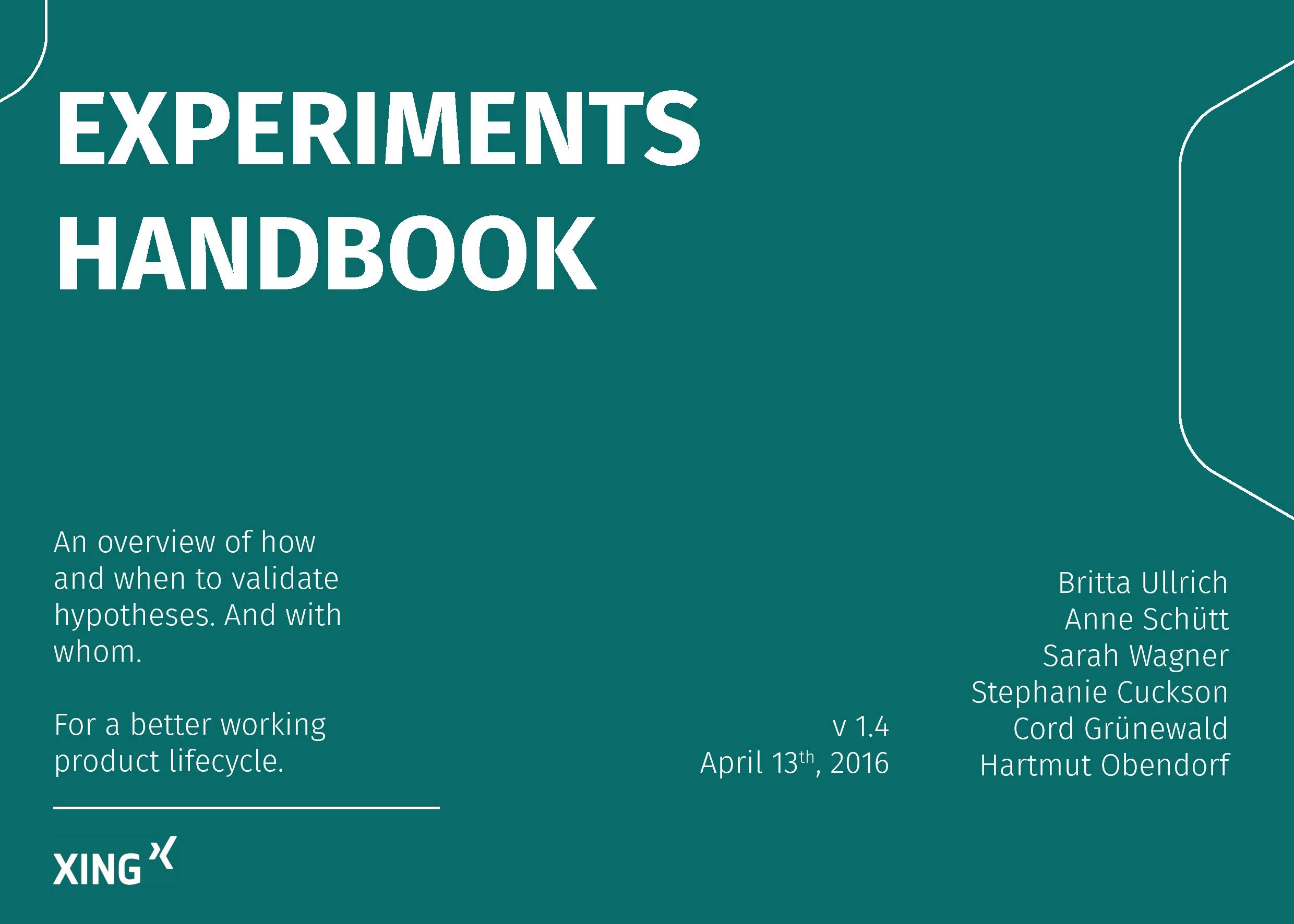 Experiments Handbook - Sarah Wagner, Cord Grünewald, Hartmut Obendorf, Stephanie Cuckson, Britta Ullrich, Anne Schütt