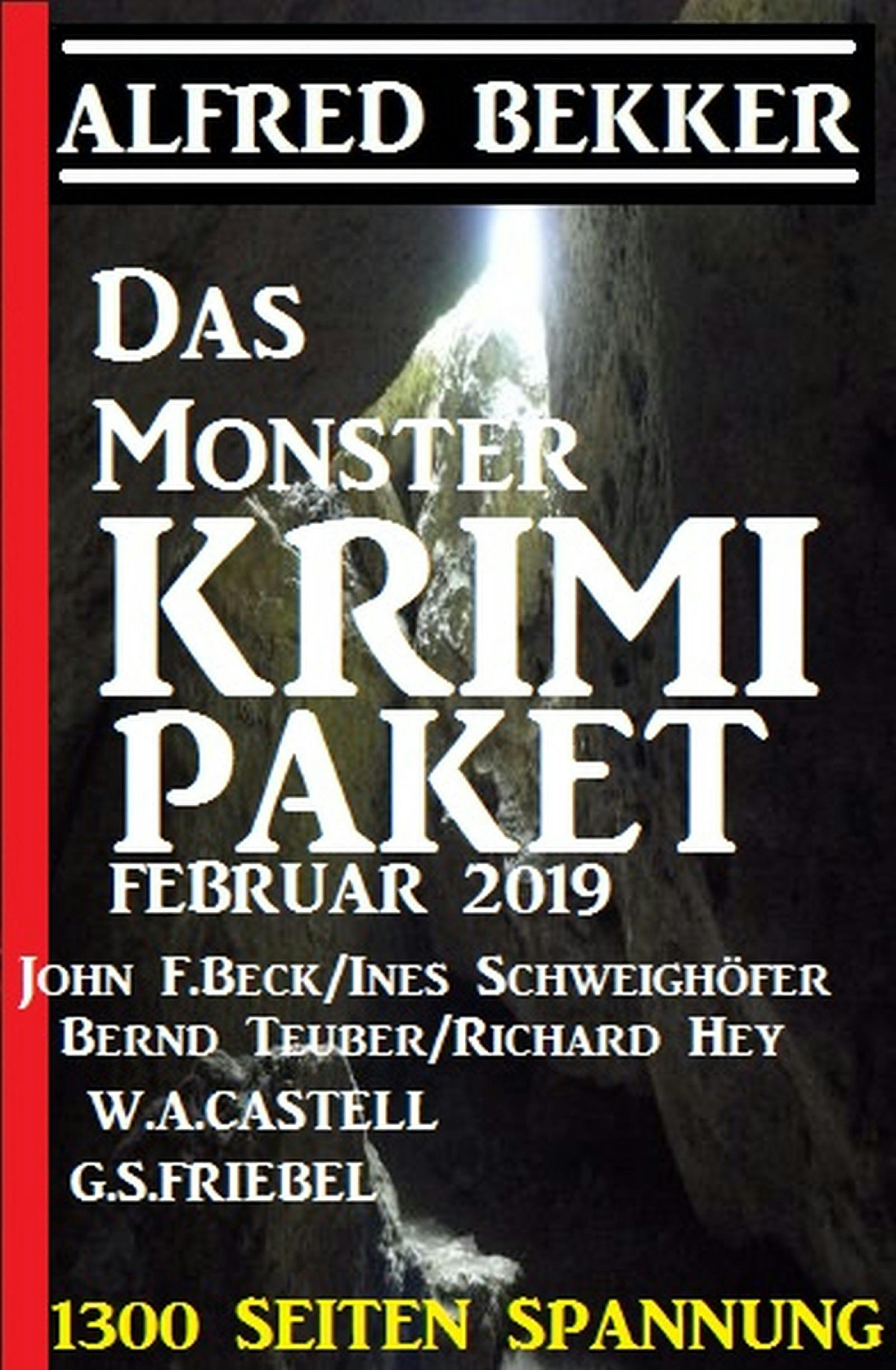 Das Monster Krimi Paket Februar 2019 - 1300 Seiten Spannung - Alfred Bekker, John F. Beck, Richard Hey, G. S. Friebel, Bernd Teuber, Ines Schweighöfer, W. A. Castell