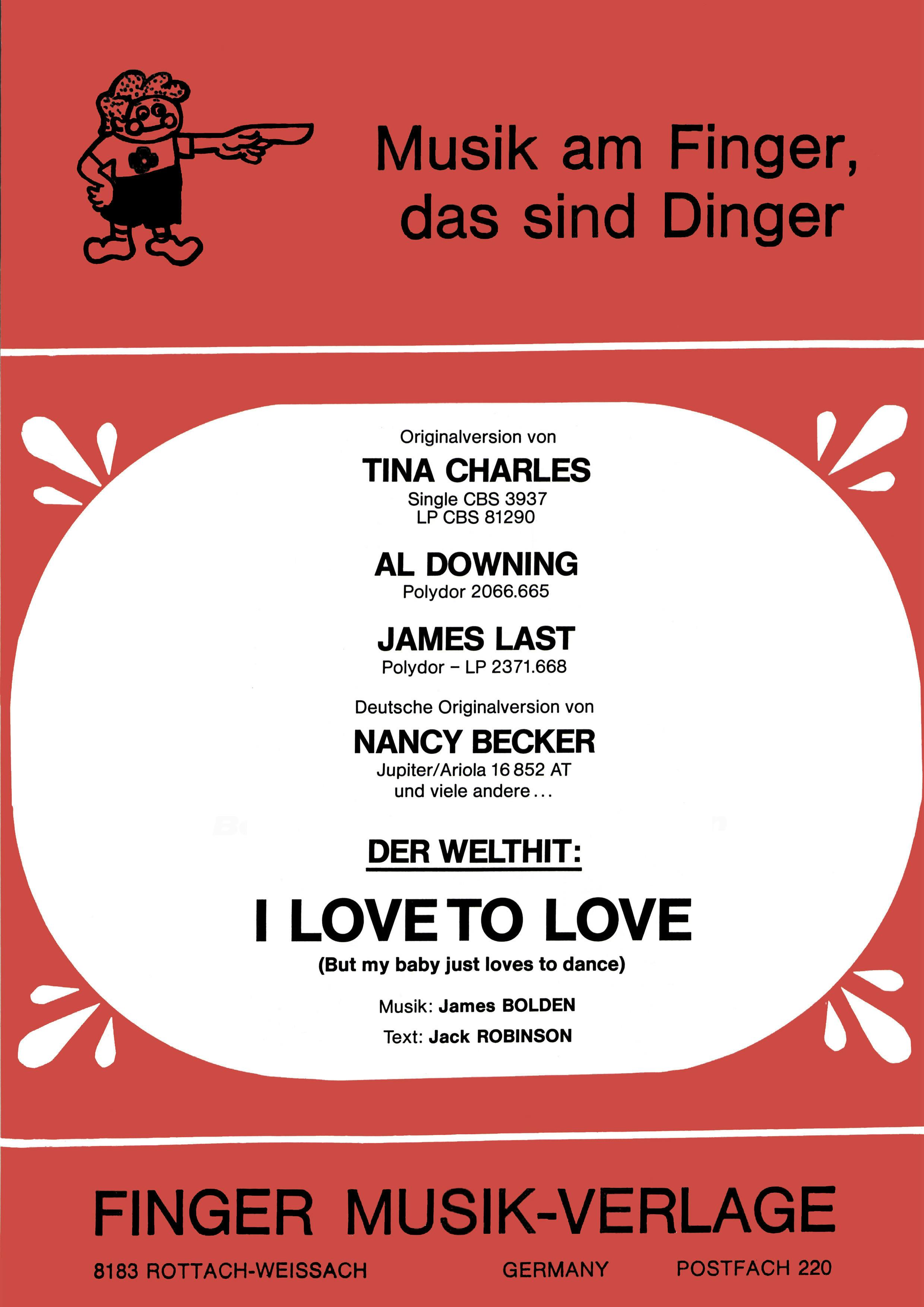 I love to love - James Last, Jack Robinson, Tina Charles, Nancy Becker, Al Downing, James Bolden